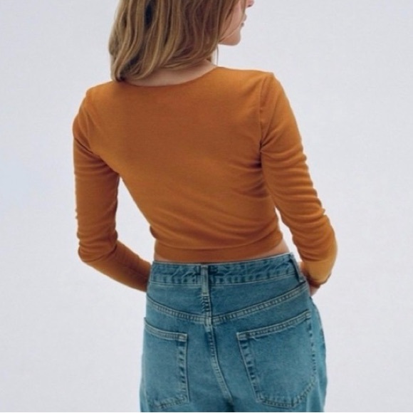 Urban outfitters nwt BDG Nala notch Henley crop top rust orange - Picture 10 of 15
